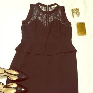 Sandro Paris Black Lace Peplum Sleeveless Dress